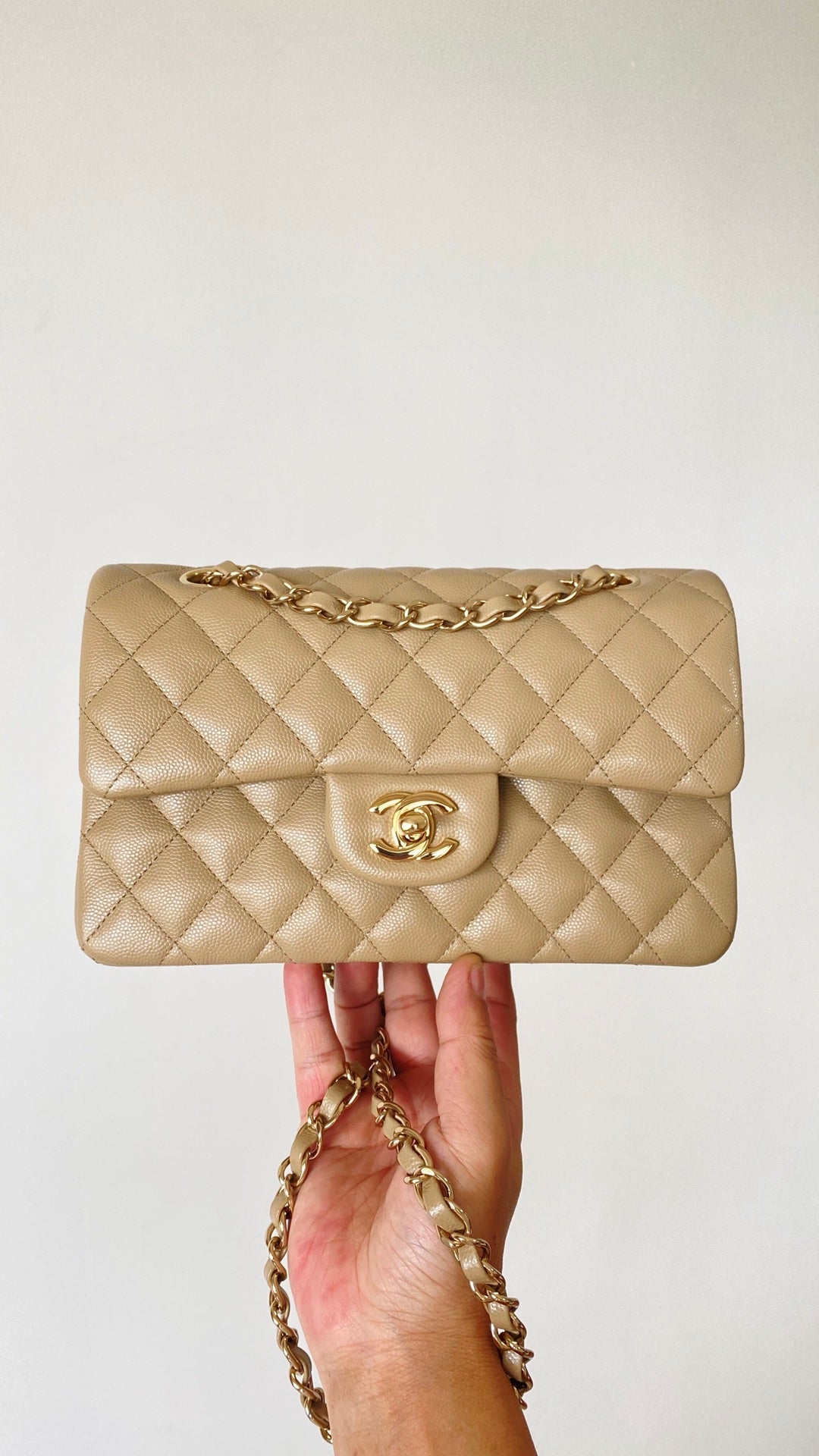 CHLSmall Classic Handbag Beige For Women, Women’s Bags 9.1in/23cm