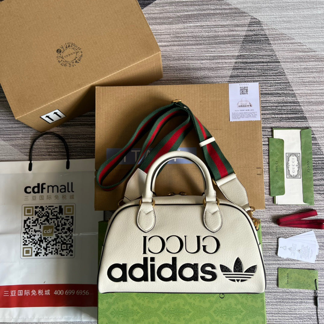 gg x Adidas Mini Duffle Bag White For Women, Women’s Bags 12in/32cm gg 702397 U3ZCT 8727