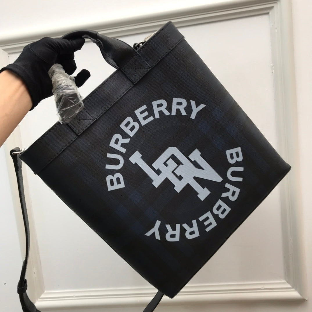 Top Quality Logo Graphic Convertible Tote London Check Canvas Large For Men, Bags 15in/38cm