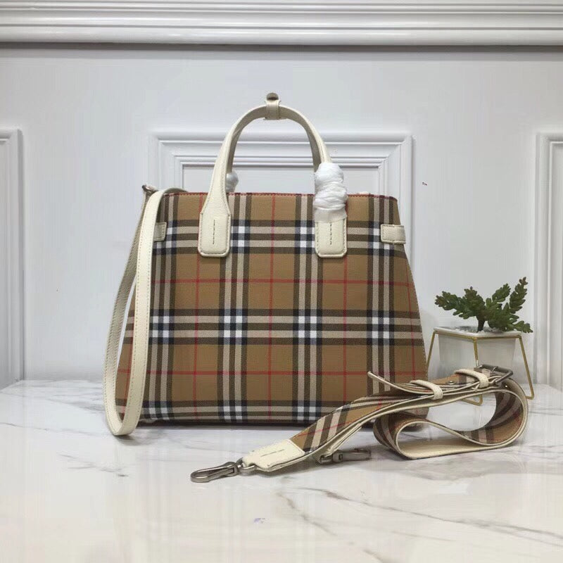 Top Quality Ho Check Derby MeTop Qualityum Banner Purse Tote White For Women, Women’s Bags 14in/35cm