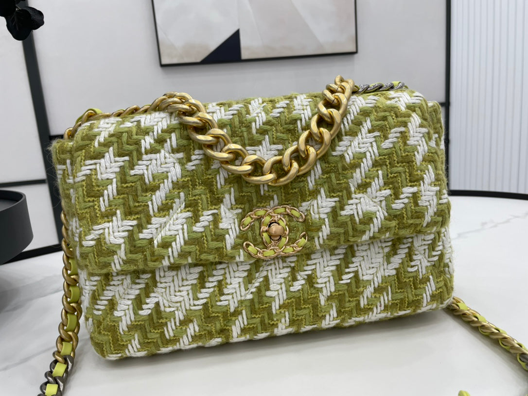 CHL 19 Large Handbag Gold Hardware Green For Women Handbags, Shoulder Bags 11.8in/30cm