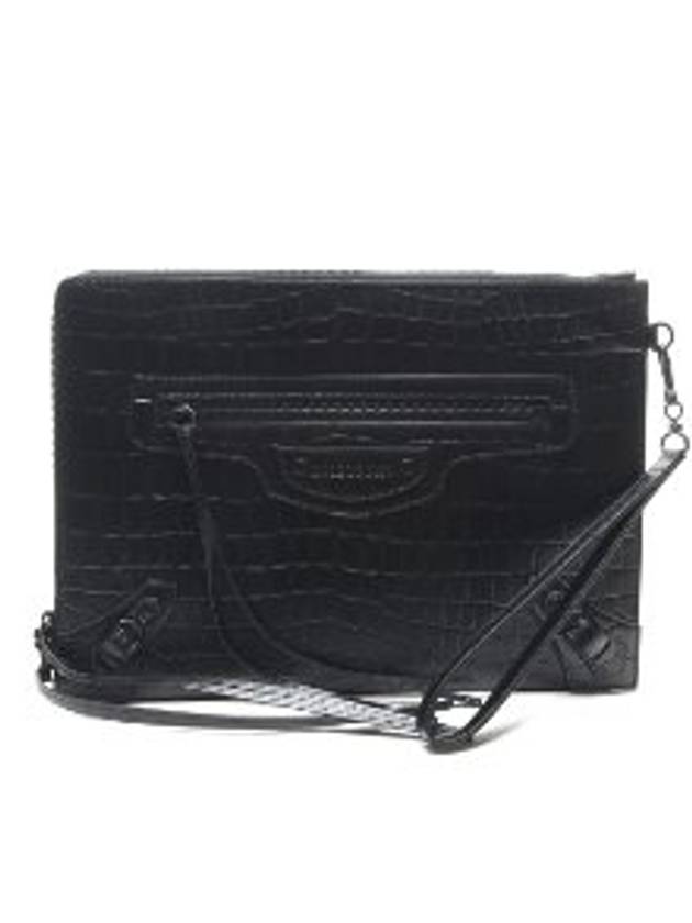 Luxury Balenciaga Trending 2025 Crocodile Strap Clutch Bag Black