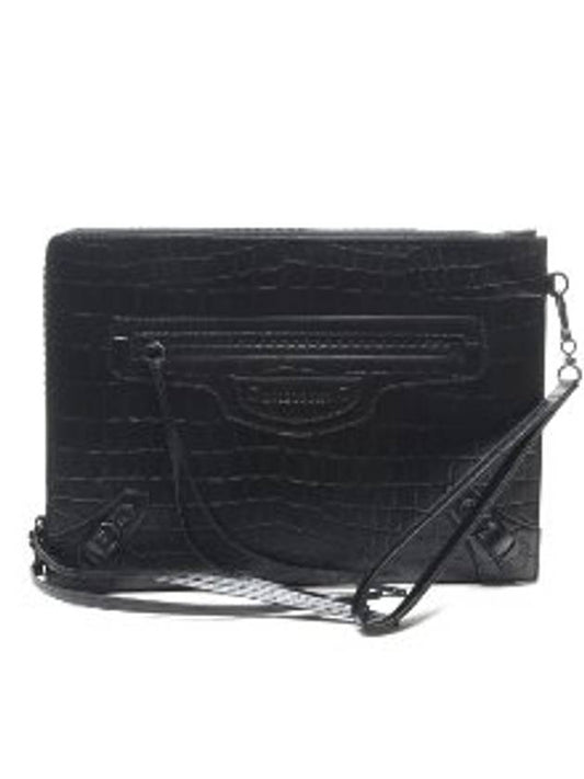 Luxury Balenciaga Trending 2025 Crocodile Strap Clutch Bag Black
