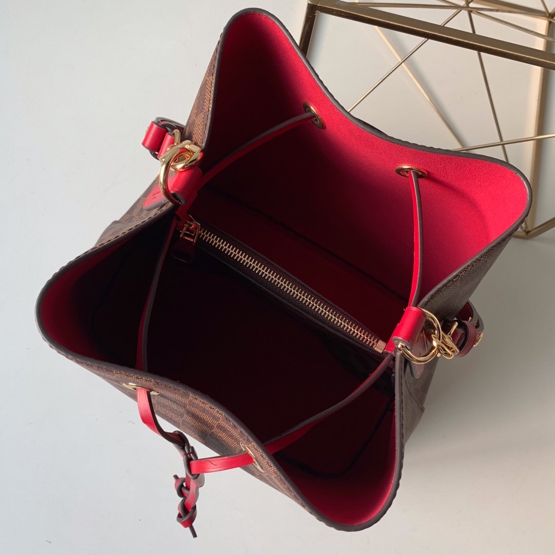 Top Quality NeoNoe MM Bucket Bag Damier Ebene Canvas Cherry Berry For Women,  Shoulder And Crossbody Bags 10.2in/26cm Top Quality N40214