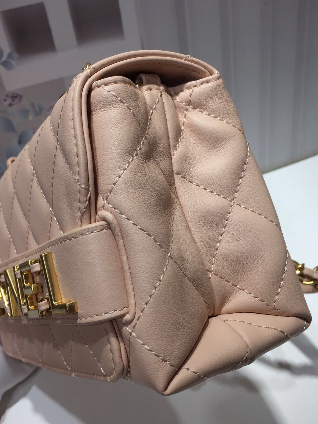 CHLFront Logo Small Flap Bag Gold Hardware Creme For Women, Women’s Handbags, Shoulder Bags 8in/21cm AS1490