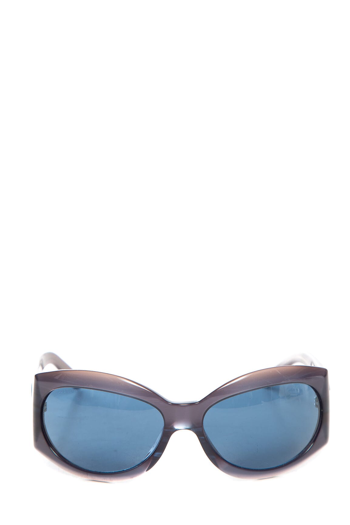 Chanel Purple and Silver Interlocking CC Logo Round Sunglasses