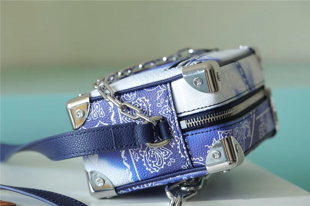 Top Quality Mini Soft Trunk Monogram Bandana Blue For Men, Bags, Shoulder And Crossbody Bags 7.3in/18.5cm Top Quality M20557