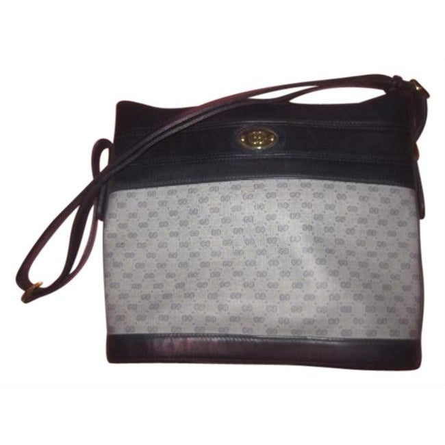 Gucci   White Coated Canvas With Navy Small G Logo Print And Leather