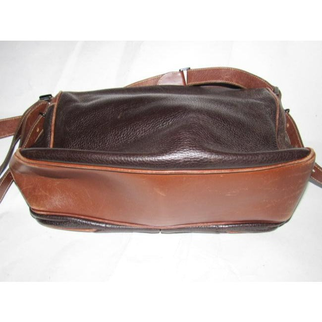 Gucci   Dark Brown Textured And Caramel Smooth Leather Satchel