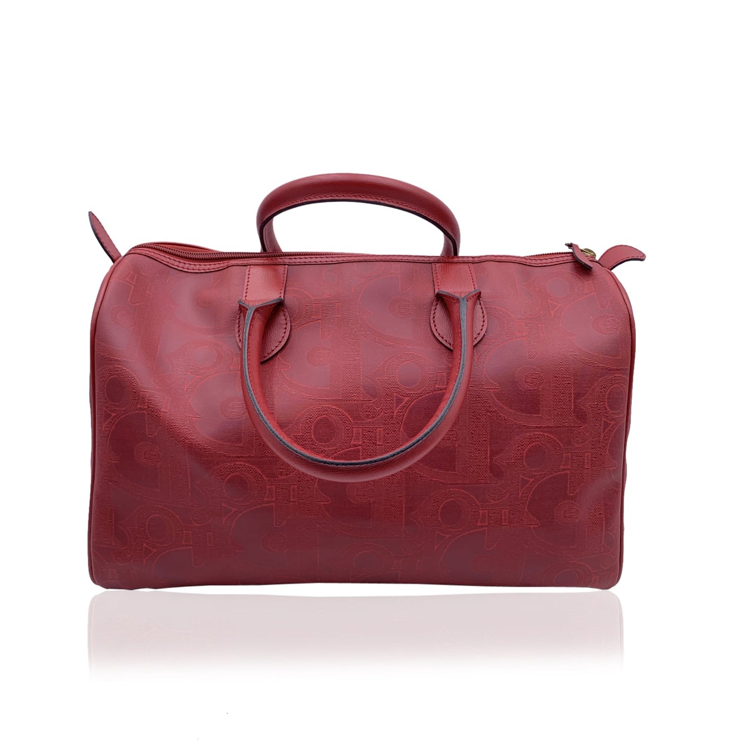CHRISTIAN DIOR   Red Monogram Duffle Duffel Boston Bag