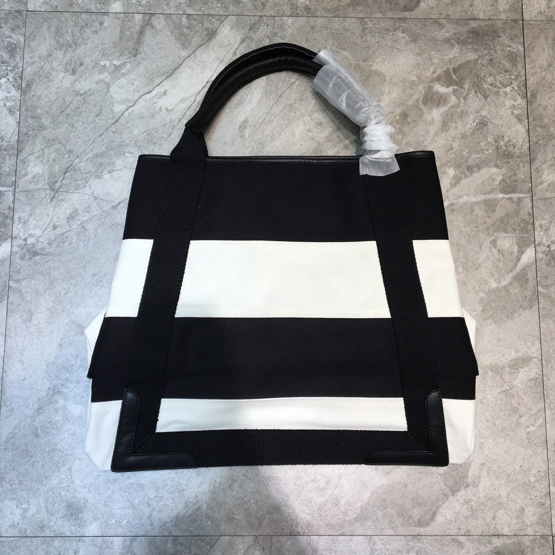 Top Quality Navy MeTop Qualityum Cabas Tote Bag In Black And White, For Women,  Bags 14.1in/36cm