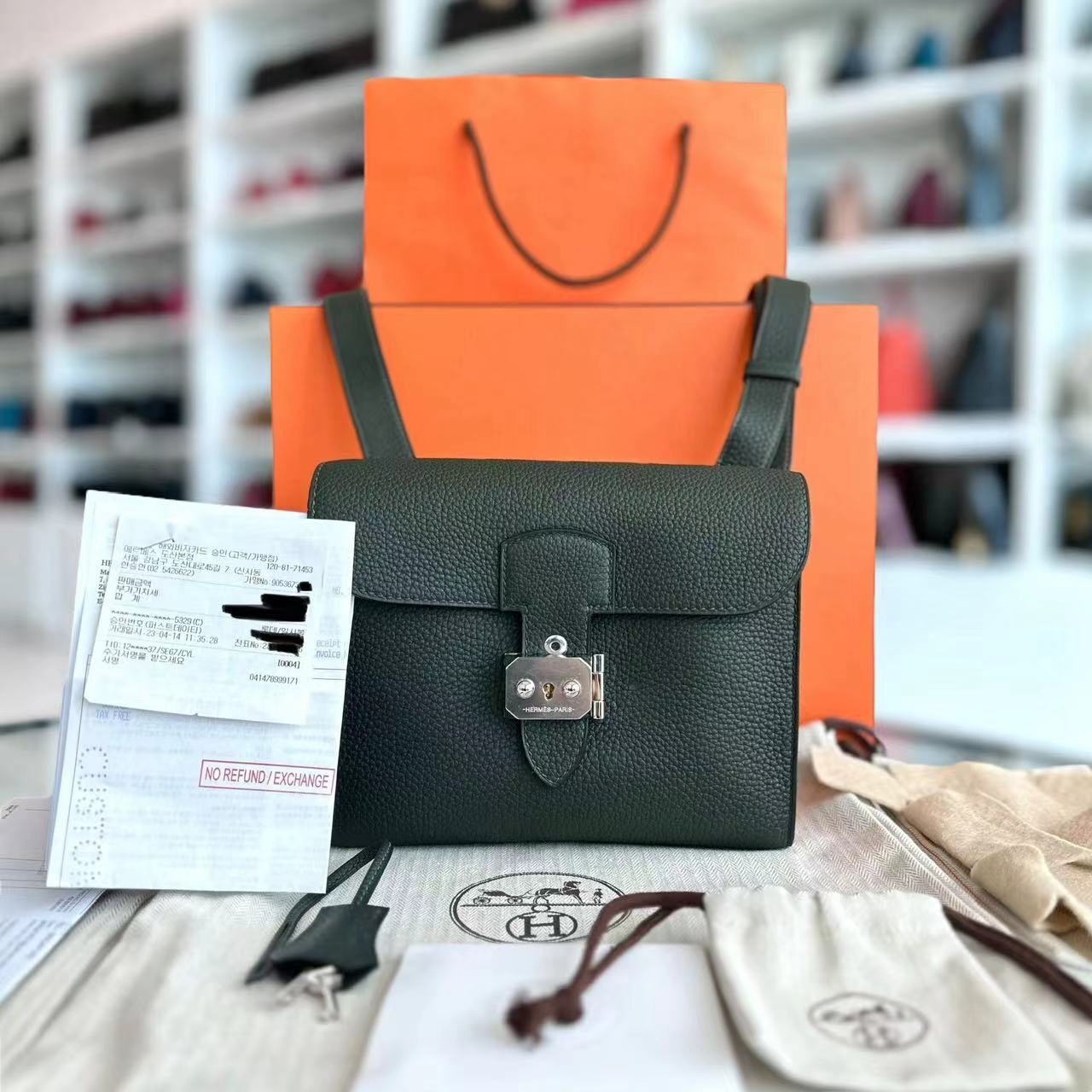 Hermes Sac A Depeches 21 Veau Togo Silver Hardware