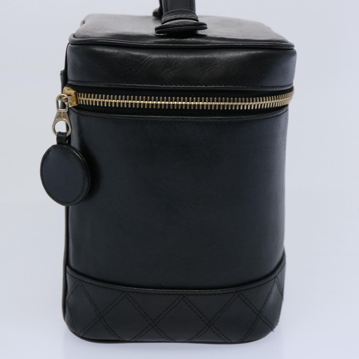 CHANEL Bicolole Vanity Cosmetic Pouch Leather Black CC Auth bs10292