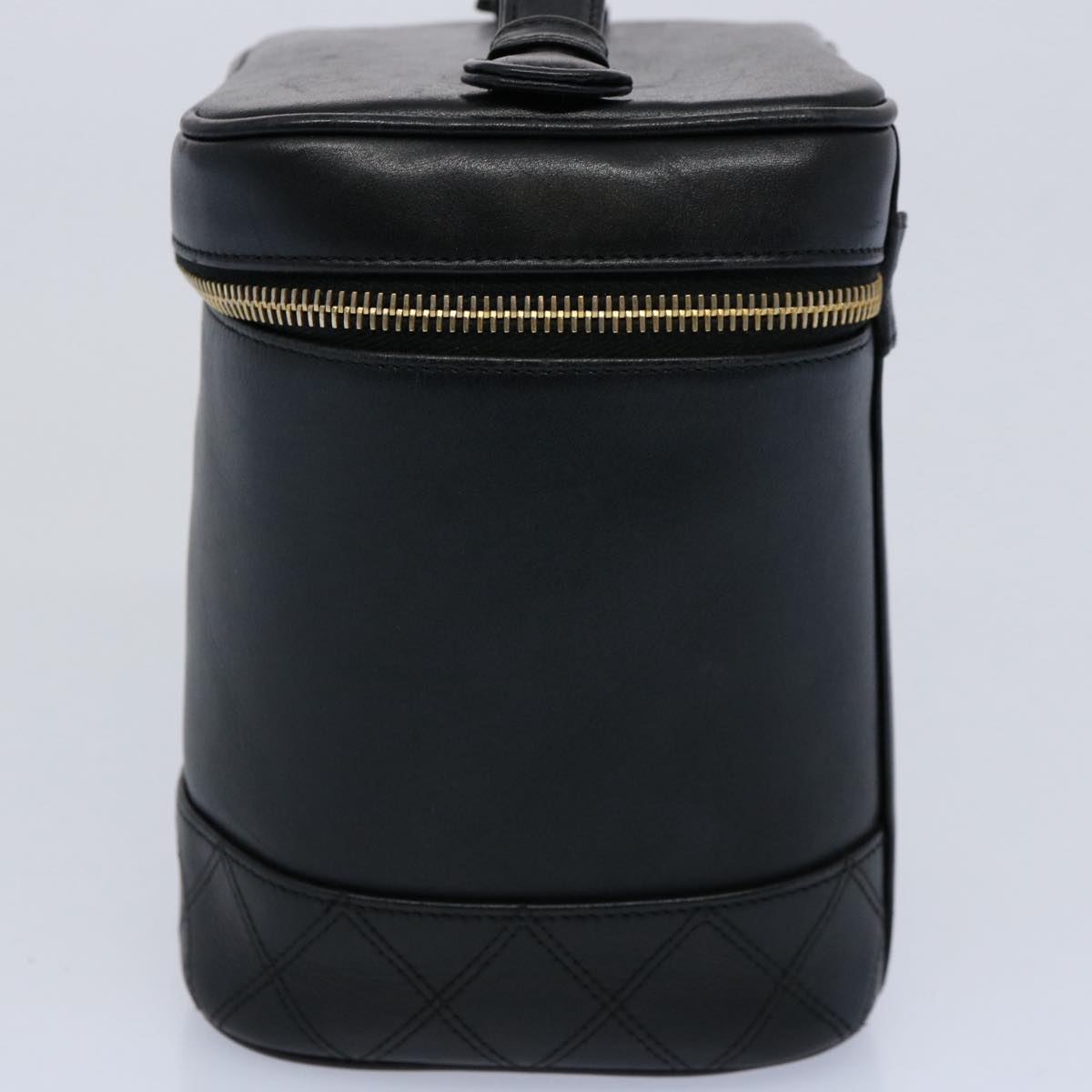 CHANEL Bicolole Vanity Cosmetic Pouch Leather Black CC Auth bs10292