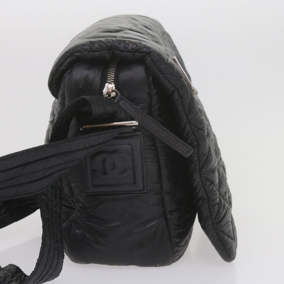 CHANEL Cococoon Shoulder Bag Nylon Black CC Auth bs10518