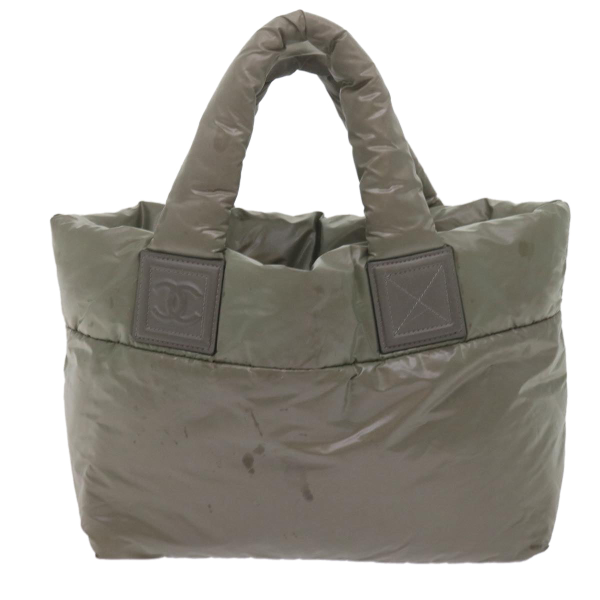 CHANEL Cococoon Shoulder Bag Nylon Gray CC Auth bs10830