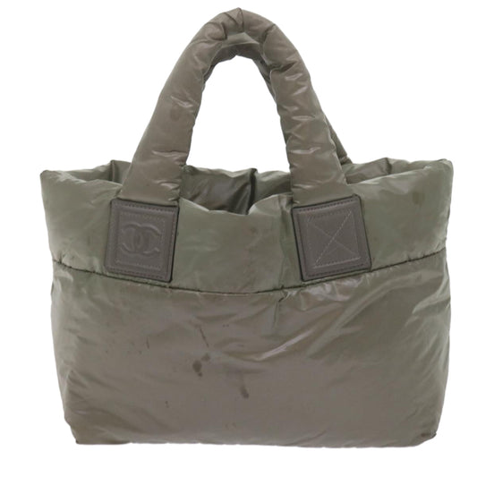 CHANEL Cococoon Shoulder Bag Nylon Gray CC Auth bs10830