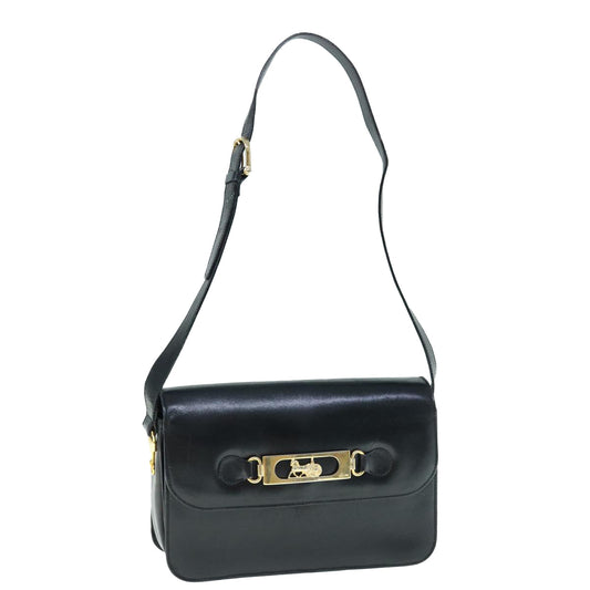Luxury CELINE Shoulder Bag Leather Black  11462