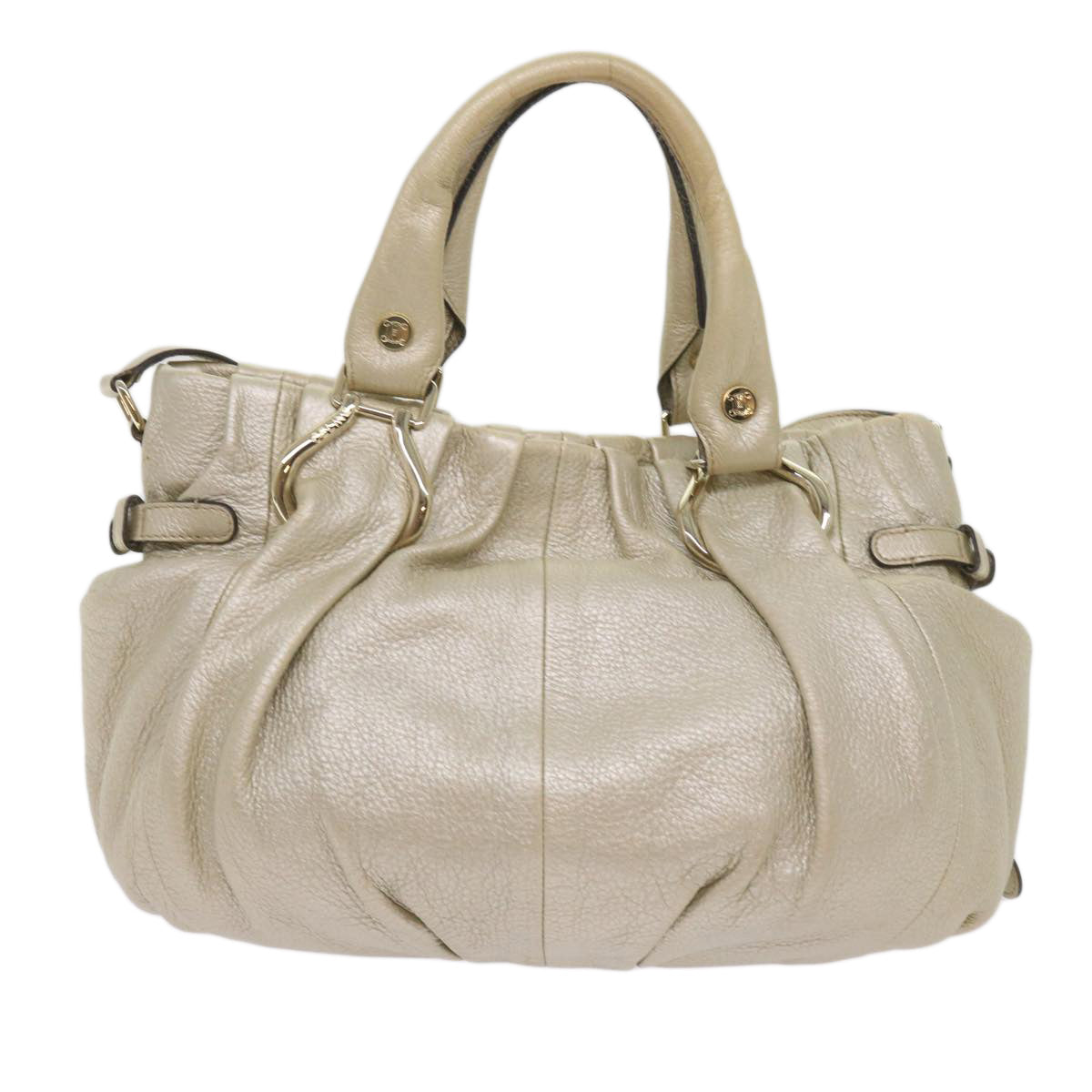 Luxury CELINE Hand Bag Leather 2way Gold Tone  11844