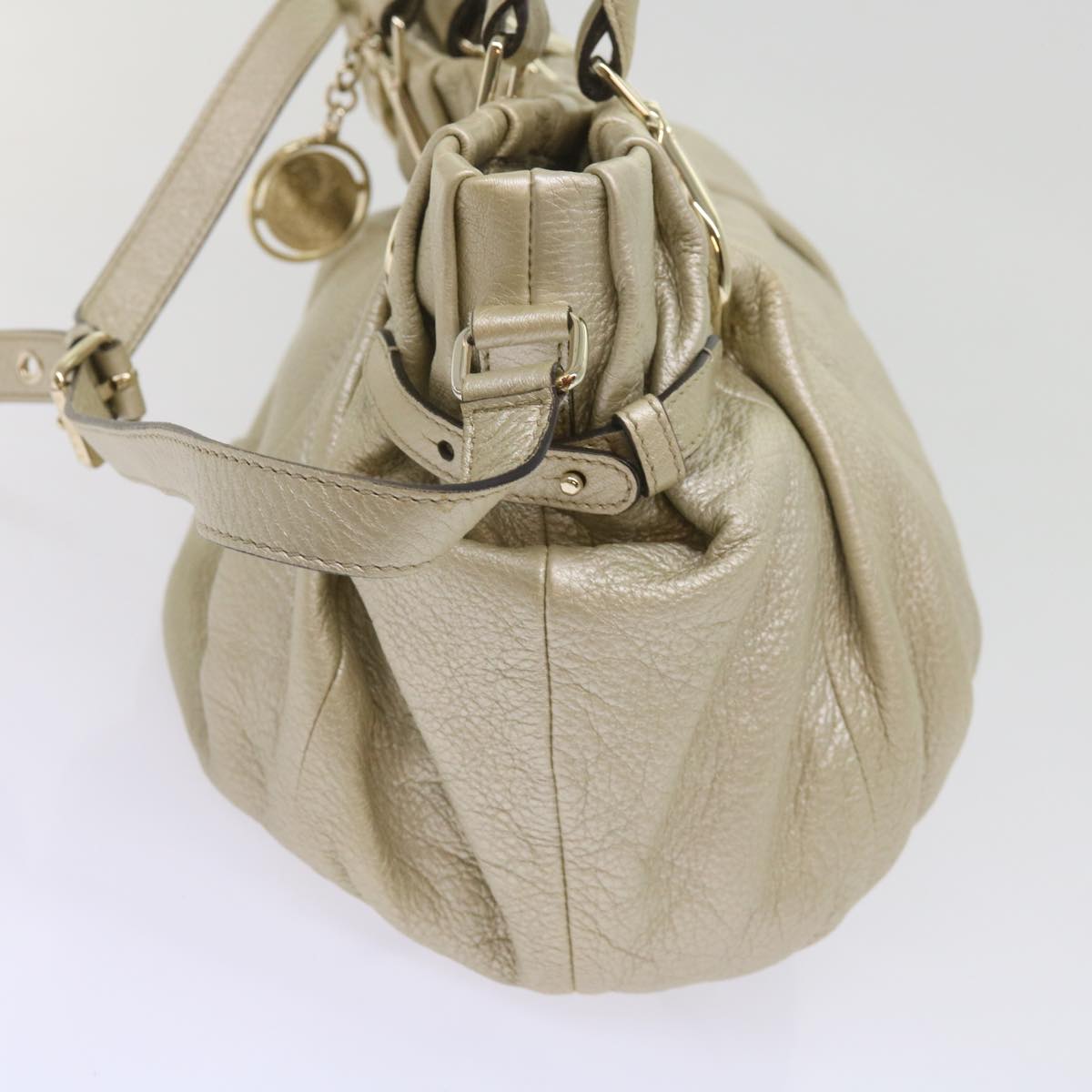 Luxury CELINE Hand Bag Leather 2way Gold Tone  11844