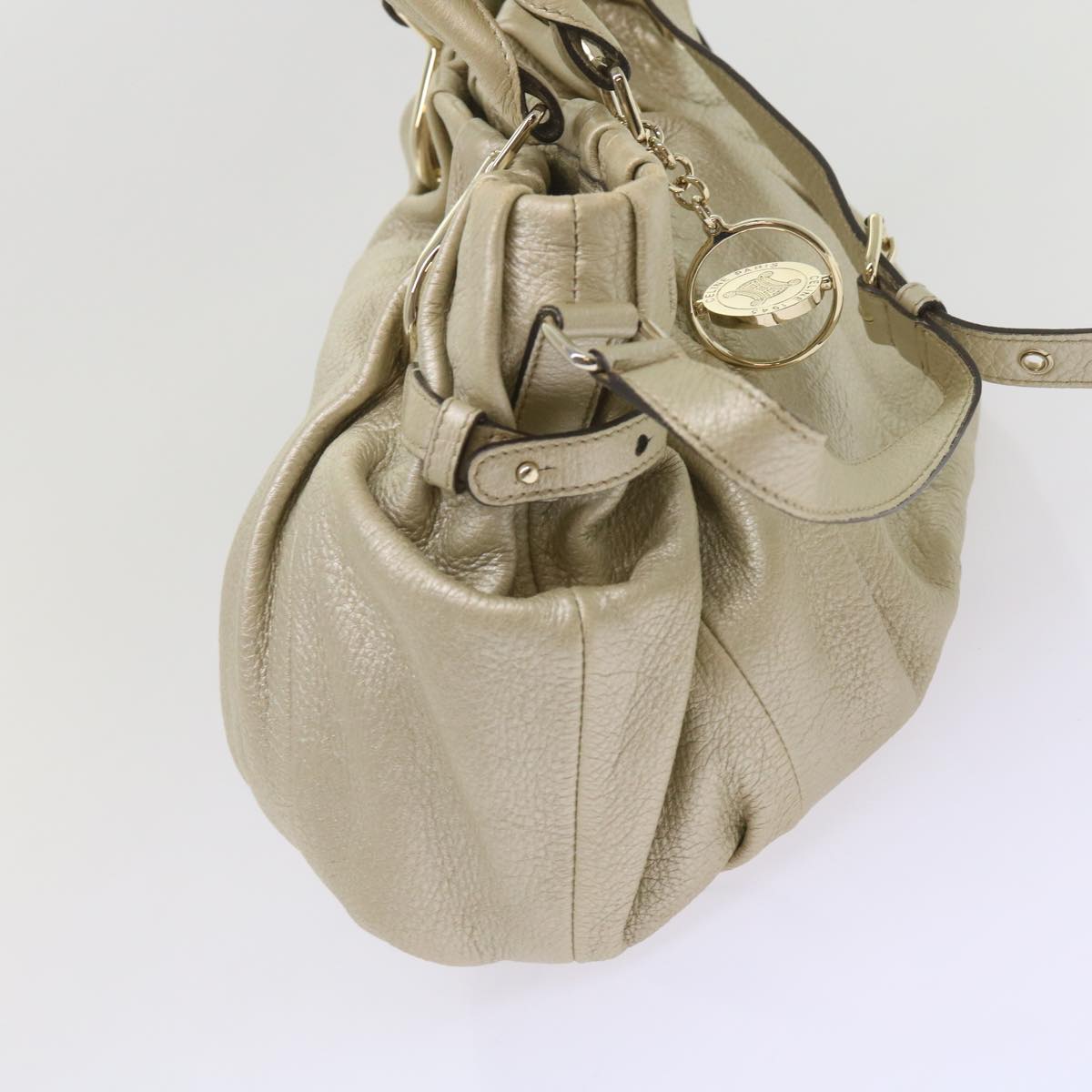 Luxury CELINE Hand Bag Leather 2way Gold Tone  11844