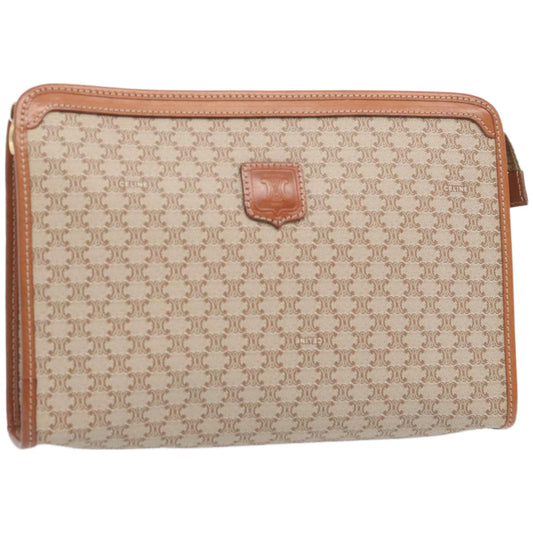 Luxury CELINE Macadam Canvas Clutch Bag Beige  12191