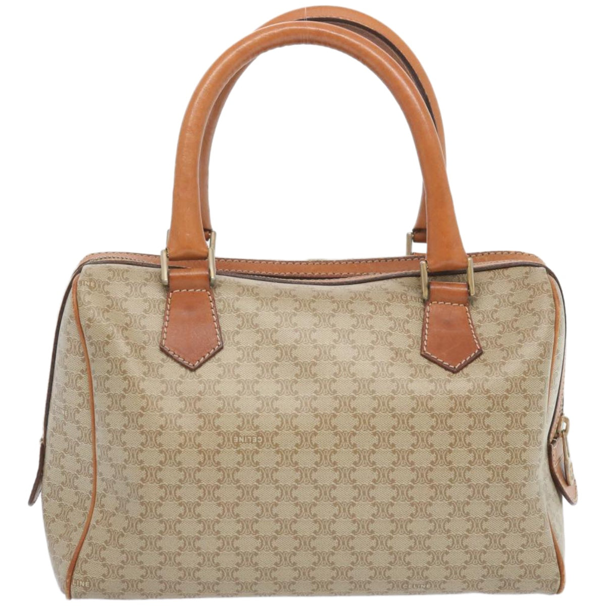 Luxury CELINE Macadam Canvas Boston Bag Beige  12260