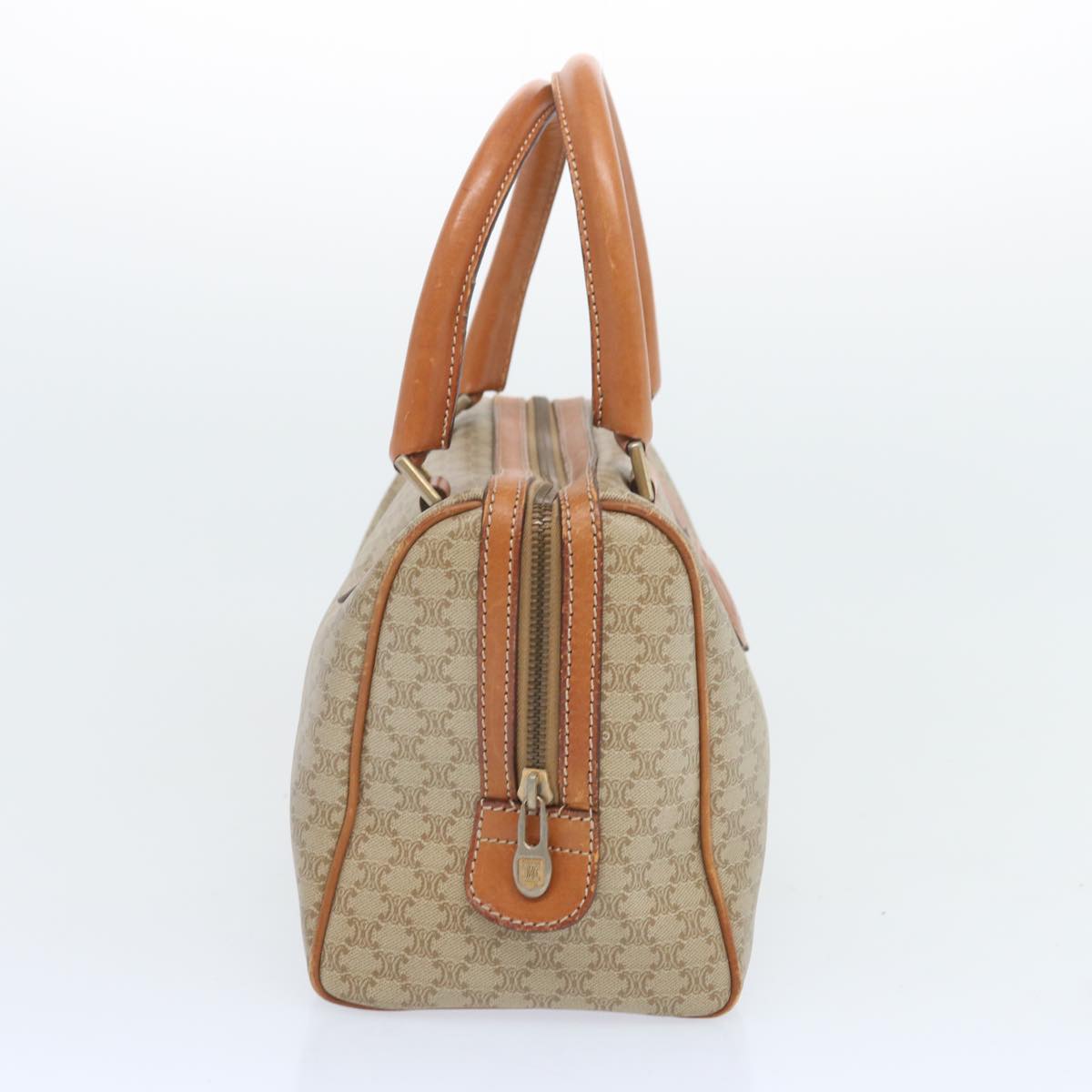 Luxury CELINE Macadam Canvas Boston Bag Beige  12260