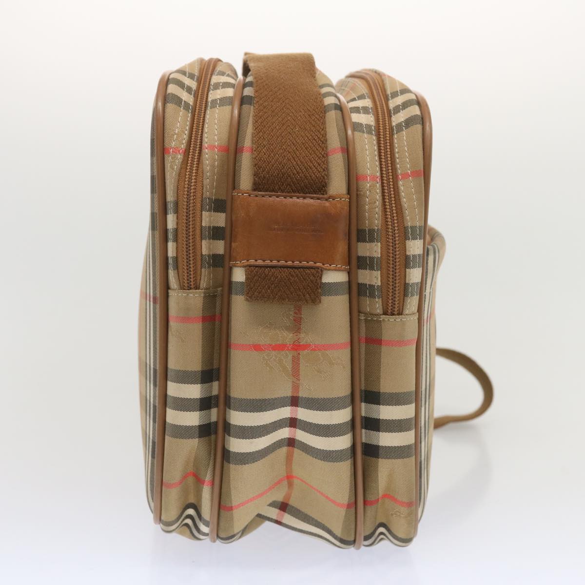 BURBERRYSs Nova Check Shoulder Bag Canvas Beige Auth bs12602