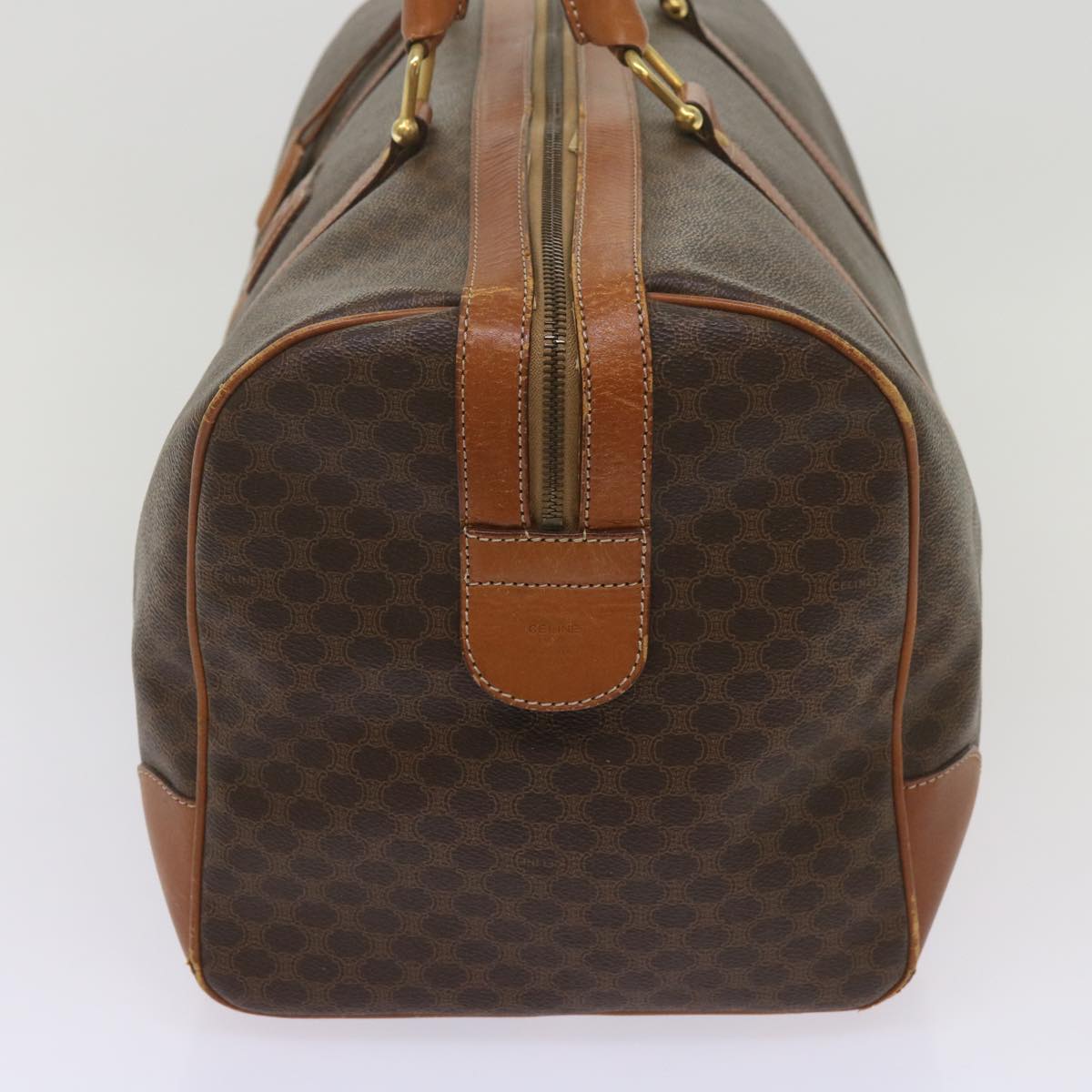Luxury CELINE Macadam Canvas Boston Bag PVC Brown  12754