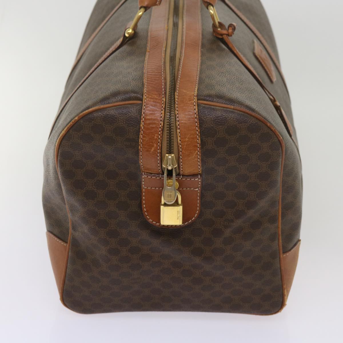 Luxury CELINE Macadam Canvas Boston Bag PVC Brown  12754