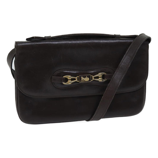 Luxury CELINE Shoulder Bag Leather Brown  13408