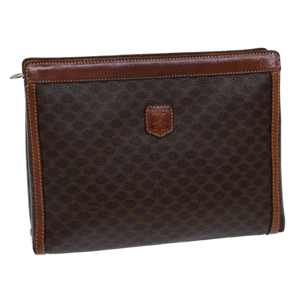 Luxury CELINE Macadam Canvas Clutch Bag PVC Brown  13810