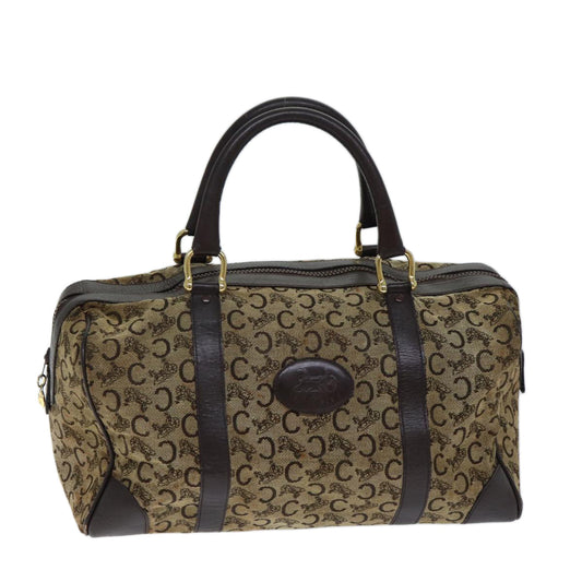 Luxury CELINE C Macadam Canvas Boston Bag Brown  13811