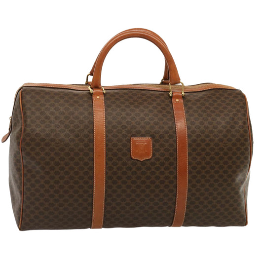 Luxury CELINE Macadam Canvas Boston Bag PVC Brown  14073