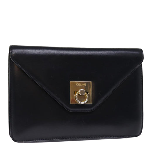 Luxury CELINE Clutch Bag Leather Black  14709