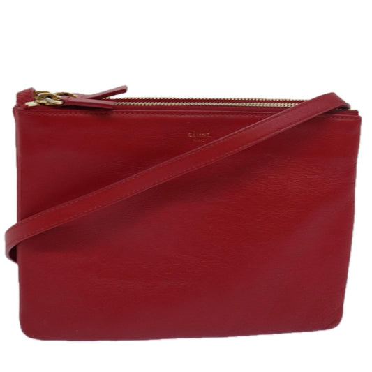 Luxury CELINE Trio Small Shoulder Bag Leather Red  15431