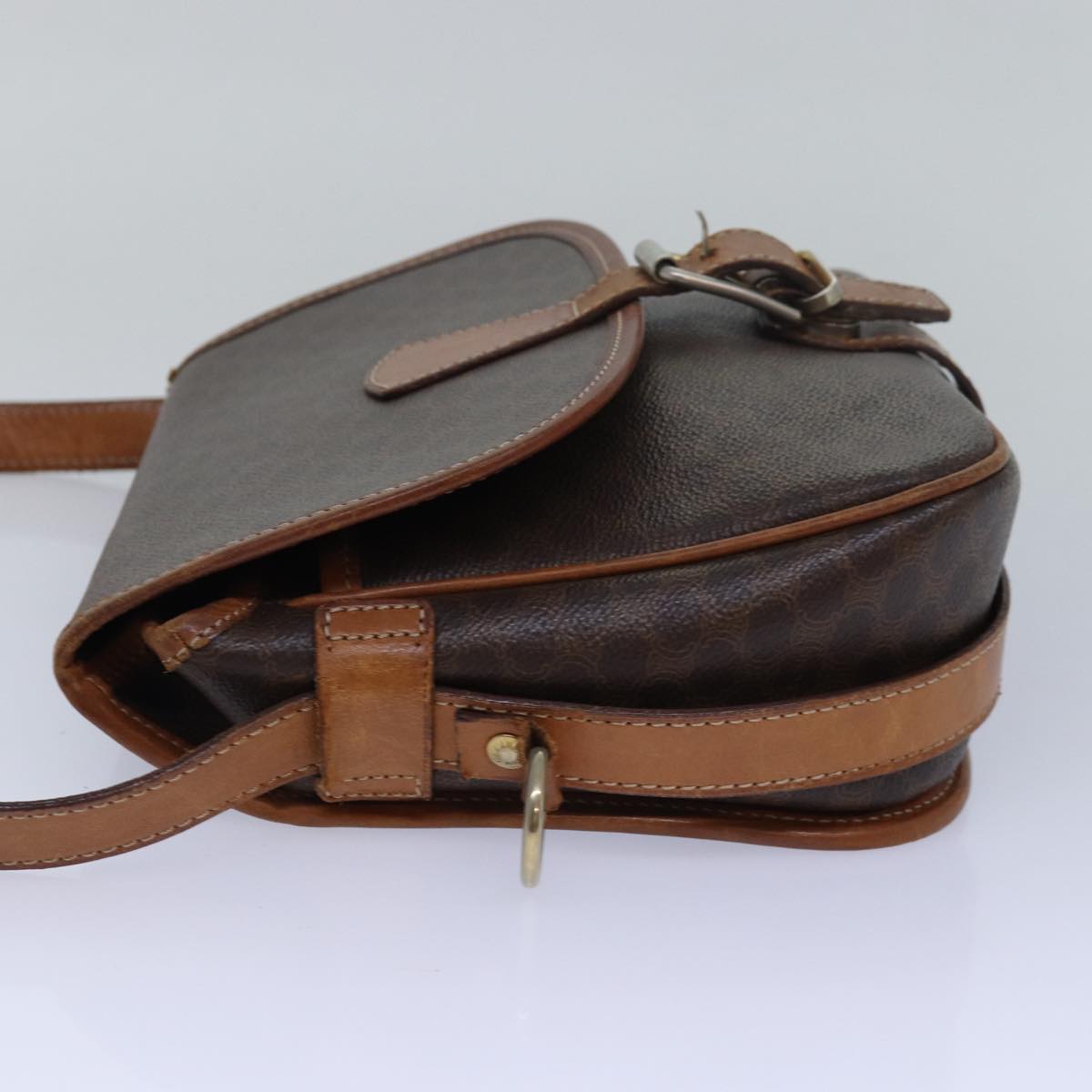 Luxury CELINE Macadam Canvas Shoulder Bag PVC Leather Brown  15468