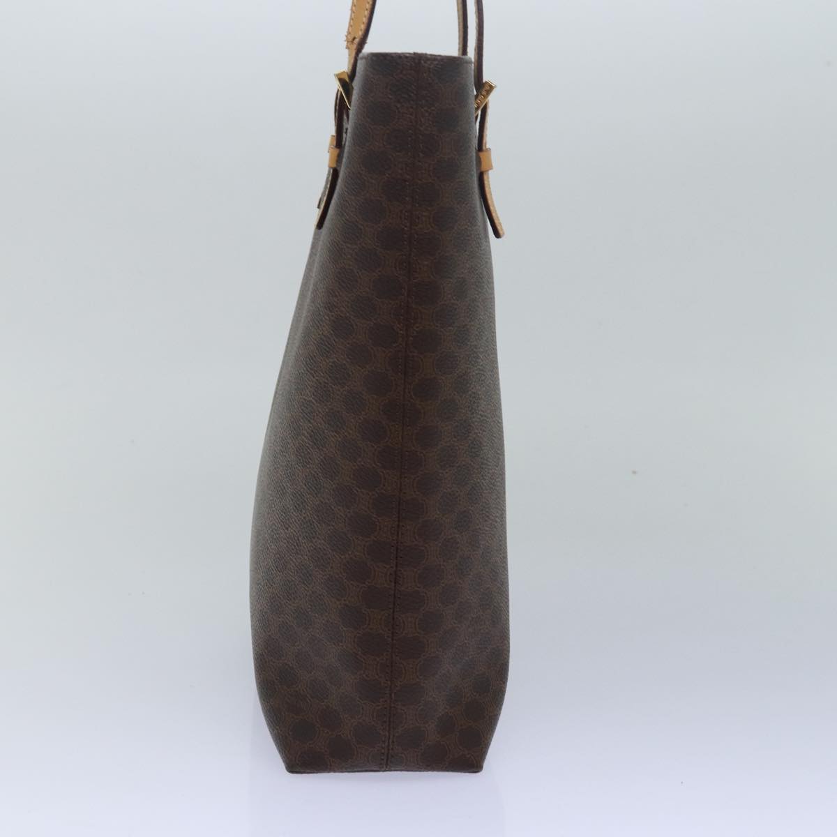 Luxury CELINE Macadam Canvas Hand Bag PVC Leather Brown  15492