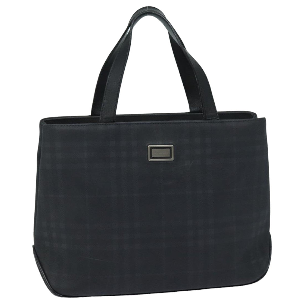 Burberry Nova Check Hand Bag Canvas Black Auth bs16015