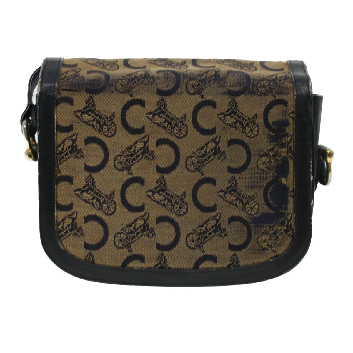 Luxury CELINE C Macadam Canvas Shoulder Bag Navy  5114