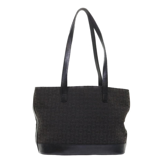 Luxury CELINE C Macadam Canvas Tote Bag Leather Black  6508