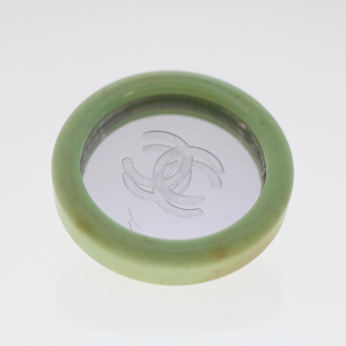 CHANEL Earring Metal Green Silver Gold CC Auth bs7098