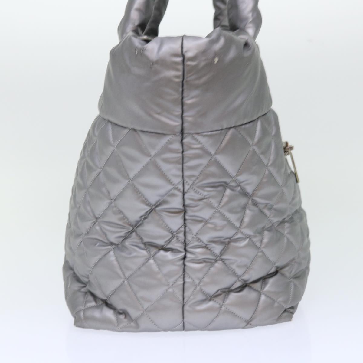 CHANEL Cococoon Hand Bag Nylon Silver CC Auth bs7271