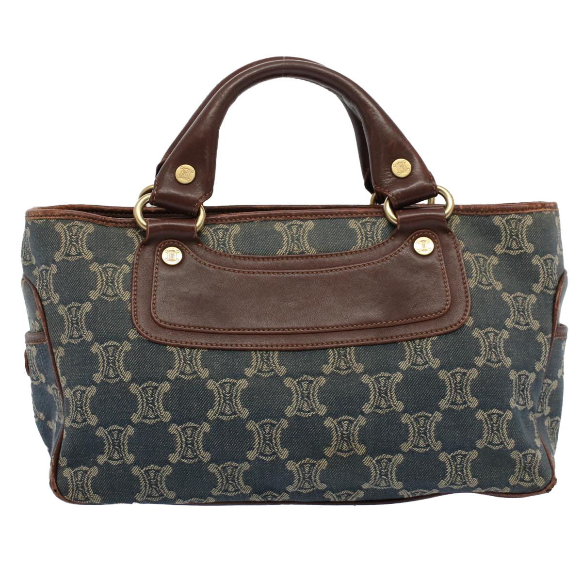 Luxury CELINE Paris Macadam Canvas Hand Bag Blue  8431