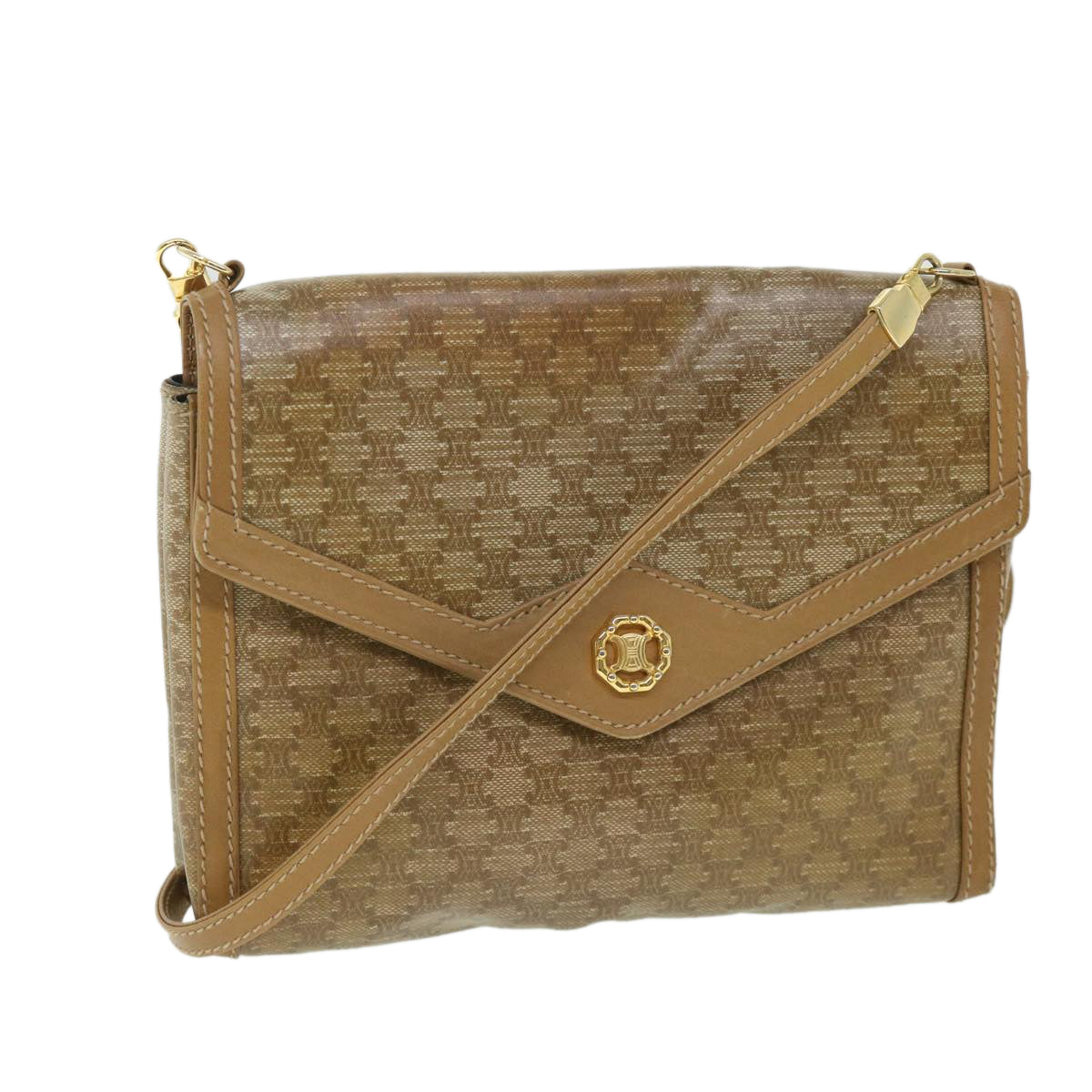 Luxury CELINE Macadam Canvas Shoulder Bag Brown  8699