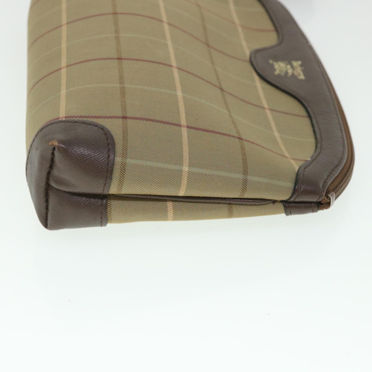 BURBERRYSs Nova Check Clutch Bag Nylon Canvas Brown Auth bs8723