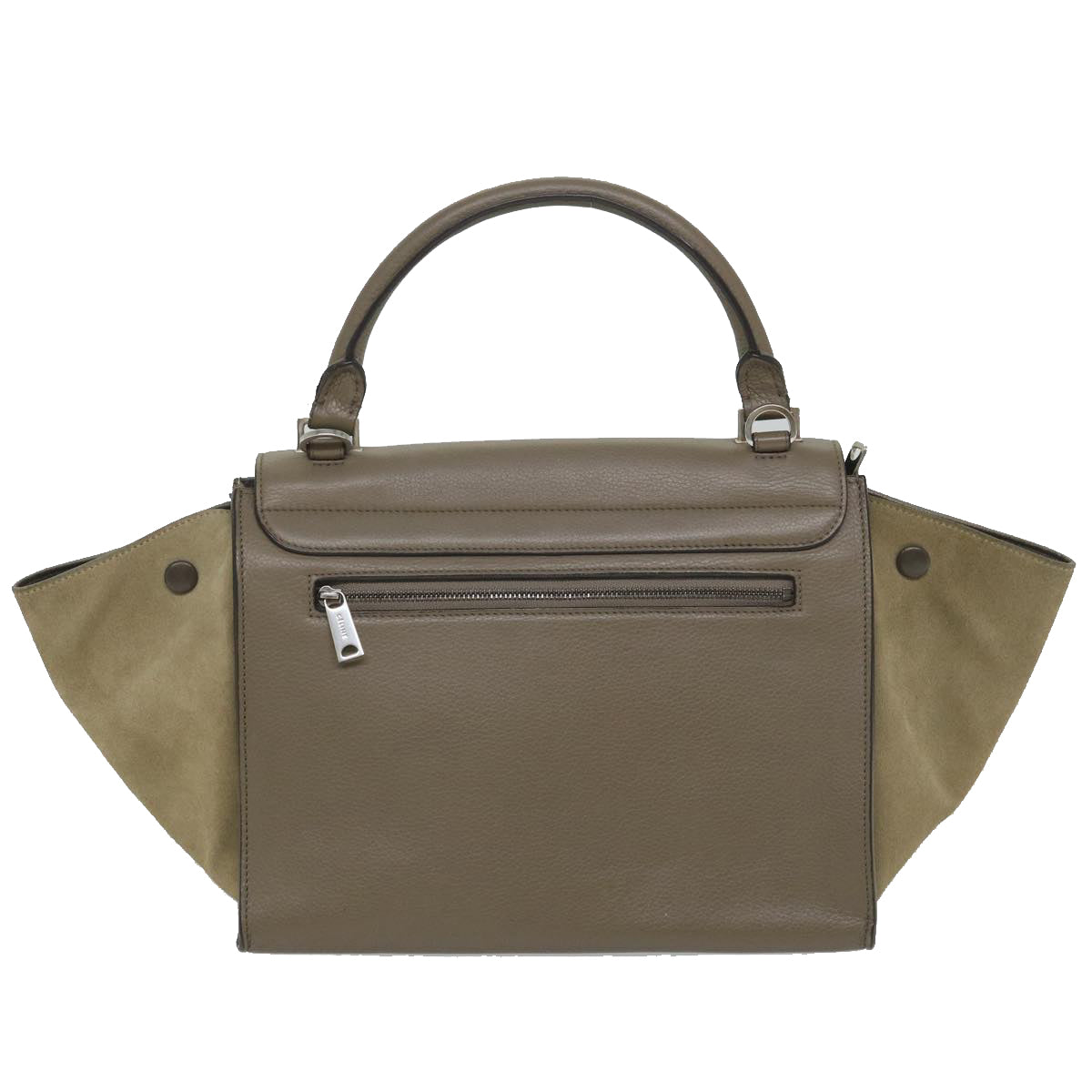 Luxury CELINE Trapeze Hand Bag Leather 2way Brown Gray  8887