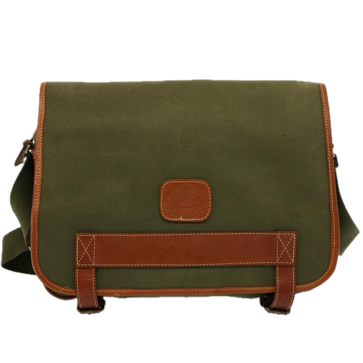 BURBERRYSs Shoulder Bag Canvas Khaki Auth bs9442