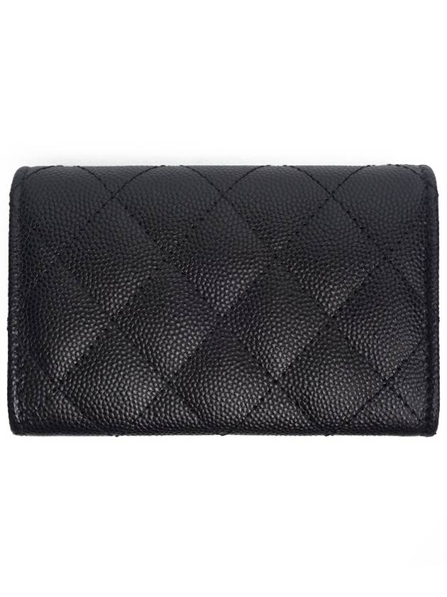 CC Logo Leather Card Wallet Black Chanel